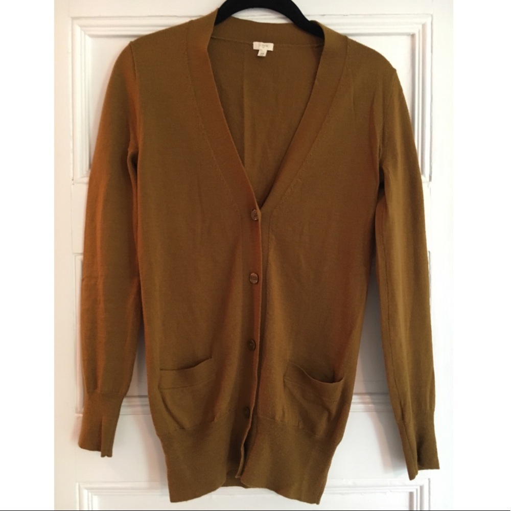 J. Crew Factory 100% Wool Brown Long Cardigan xs